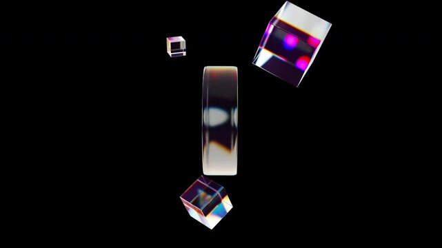 Glossy dispersion circle and cubes. Computer generated 3d render