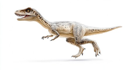 Obraz premium A detailed illustration of a predatory dinosaur in mid-stride