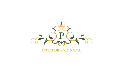 Exclusive color monogram with initial letter P. Vector illustration of company brand, emblem for restaurant, royalty, boutique