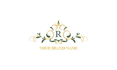 Obraz premium Exclusive color monogram with initial letter R. Vector illustration of company brand, emblem for restaurant, royalty, boutique