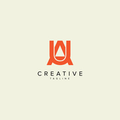 Abstract AU UA Letter Modern Monogram Style Logo Design. Initial vector template.