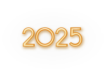 Happy New Year 2025 number design. Realistic vector 2025 golden 3d number vector illustration