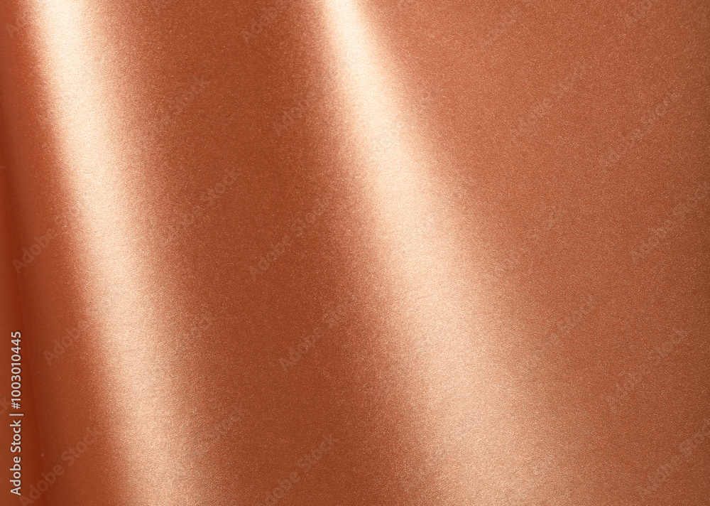 Aufkleber Copper metallic surface with a reflective, smooth texture and glossy sheen. Elegant and modern design featuring soft light, subtle gradients, and twisted structures. The warm tone