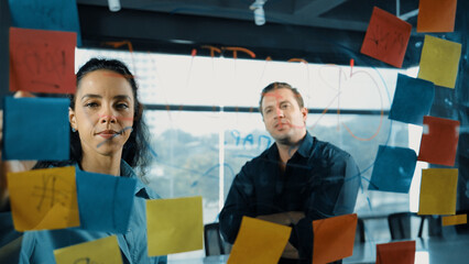 Professional business people discuss about creative marketing idea in modern office. Business team...