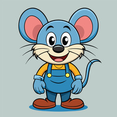 create a friendly cartoon mouse with round ears vector illustration