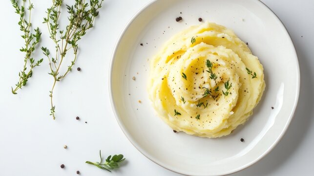 Creamy Mashed Potatoes with Fresh Herbs Garnish