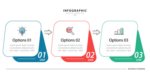Business infographic template. 3 Step timeline journey. Process diagram, 3 options on white background, Infograph elements vector illustration.
