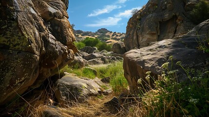 Obraz premium In the hill it was hidden around during the boulders