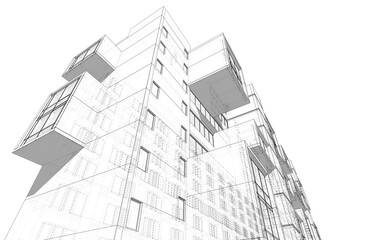 Fototapeta premium Modern architecture building 3d illustration