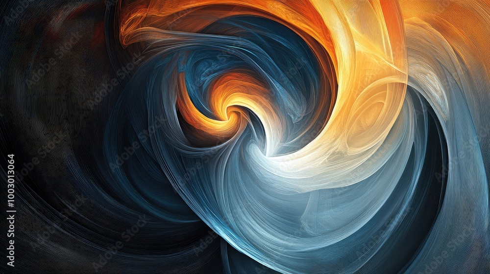 Poster abstract swirling patterns in warm and cool tones