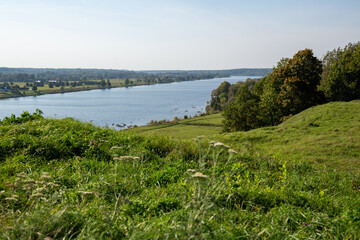 Scenery from Aizkraukle castle mound at the river Daugava in late September in Skriveri in Latvia