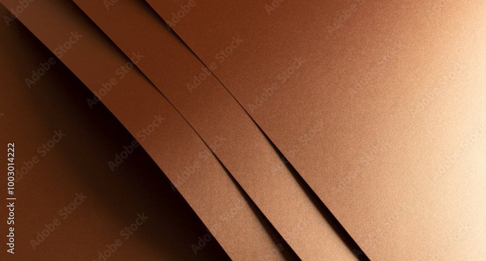 Fototapete copper metallic texture with layered folds and a smooth, reflective surface. horizontal geometric li