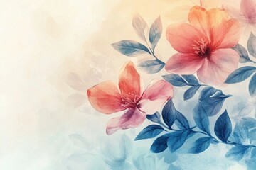 gentle floral watercolor banner showcasing delicate petals and leaves in a serene arrangement