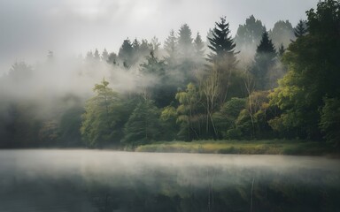 Fototapeta premium misty morning on the river