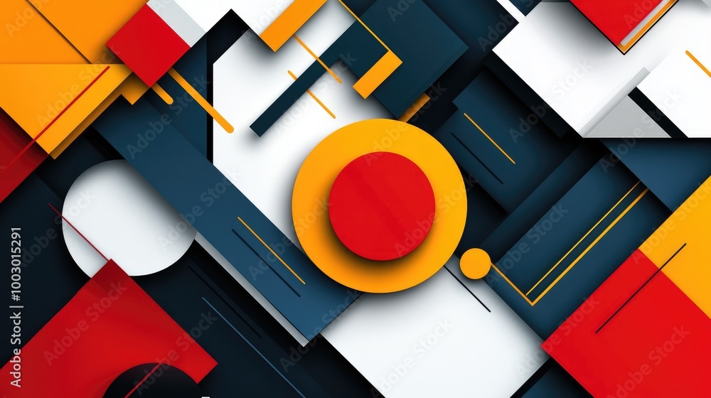 Poster abstract geometric pattern in bold colors and shapes