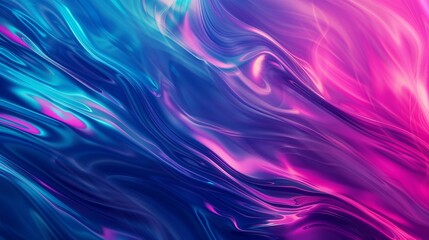 Obraz premium A colorful, abstract painting of a blue and pink wave