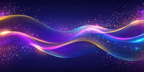 Obraz premium Vibrant abstract particle waves on dark background