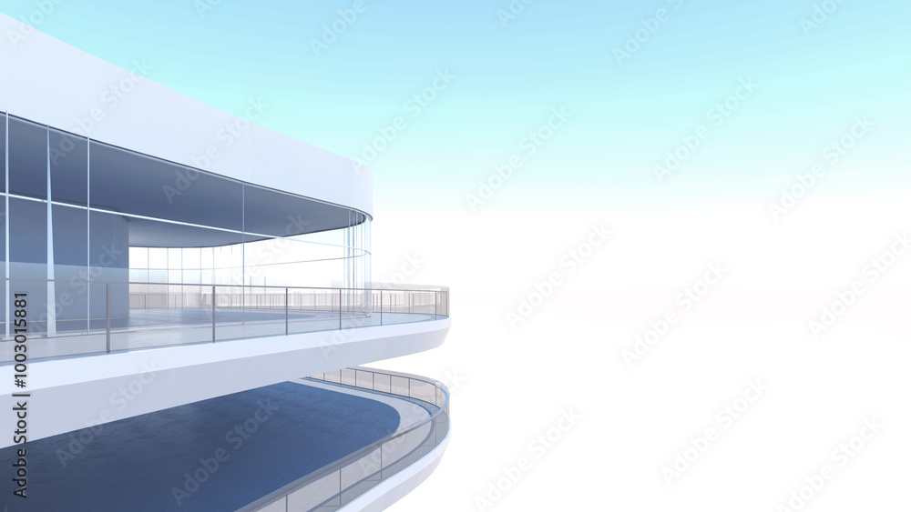 Poster enormous white hall with exterior lighting large internal architecture white open space, 3d renderin