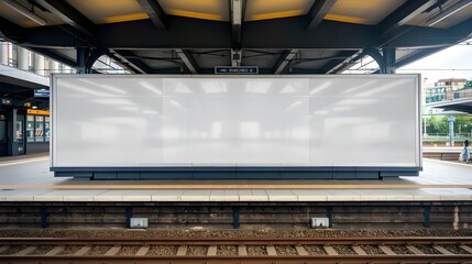 Blank Billboard Mockup on Train Station Platform