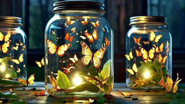 Butterflies in a jar and Fireflies in a jar