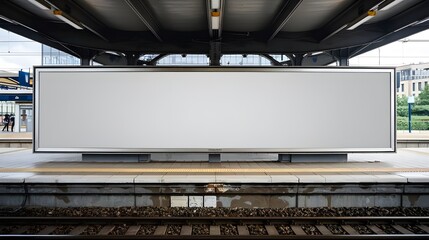 Blank Billboard Mockup at Train Station Platform