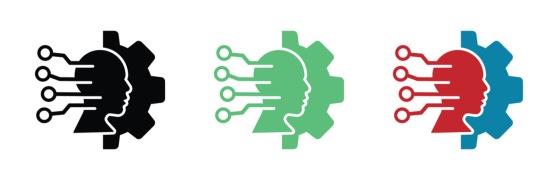 Colorful Artificial Intelligence vector icon. AI vector signs set. AI icon