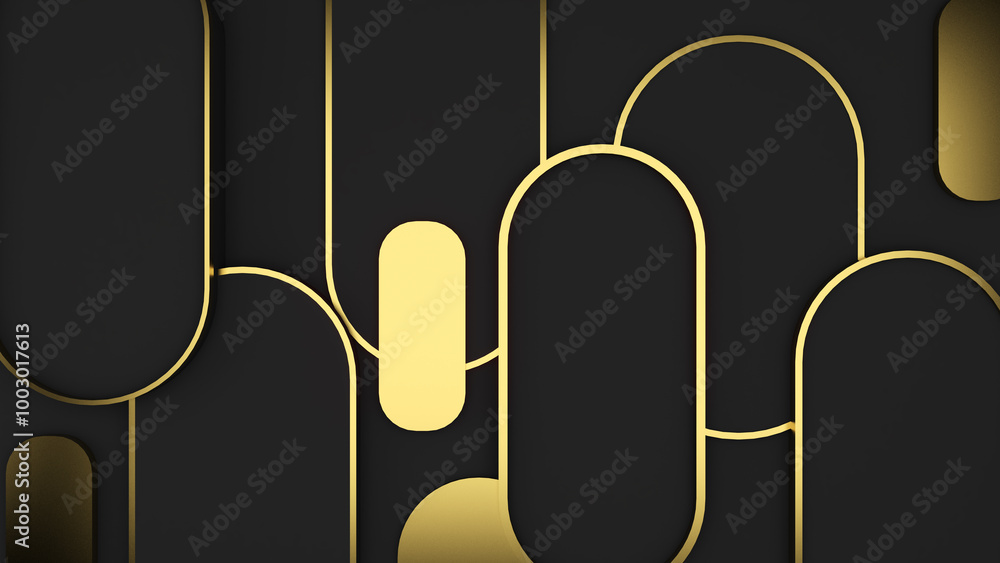 Poster abstract geometric background elegant black and gold curved square use in graphics or background ima