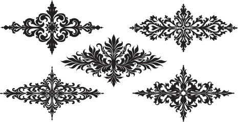 Obraz premium Silhouettes of Royal Floral Damask Victorian Motif for Graphic Design