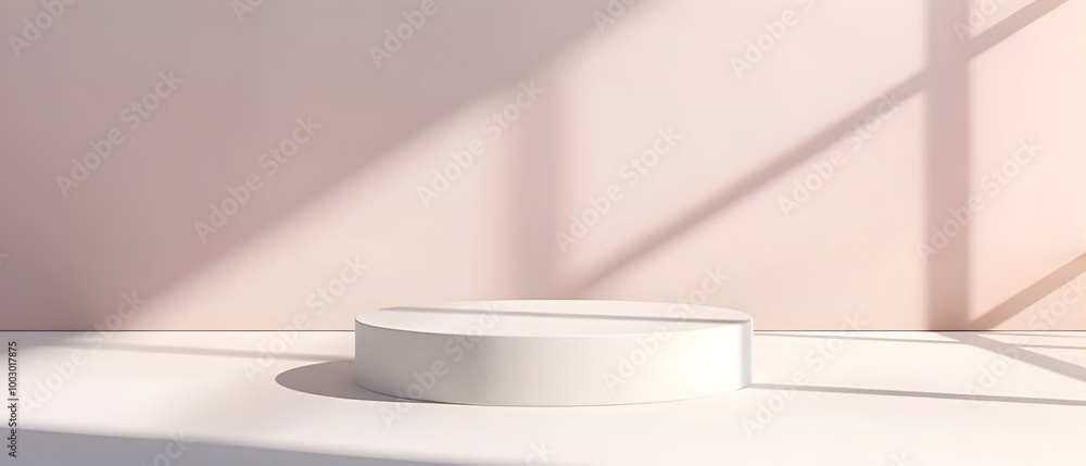 Poster minimalist display podium in soft light setting