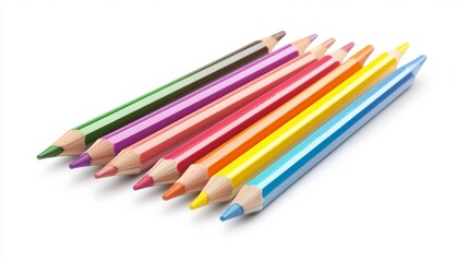 Fototapeta premium Vector illustration of a set of colored pencils in various hues, isolated on a white background. Suitable for use in educational, artistic, or design-related projects. 