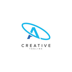 Modern Letter A and Planet Logo Design. Initial Vector Template.