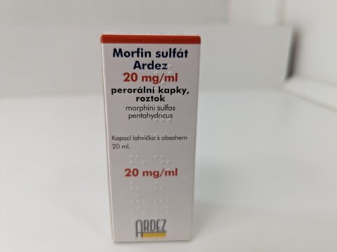 Prague,Czech Republic-October 9 2024: MORFIN SULFAT by ARDEZ contains MORPHINE SULFATE, an opioid analgesic used to treat severe pain in patients requiring continuous pain management