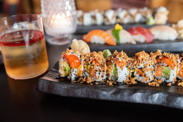 sushi, meal, food, sushi bar, cocktail bar, Japanese, Japanese food, rice, restaurant, fresh, salmon, cuisine, appetizer, dinner, tuna