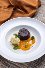 Delicious chocolate fondant. Close up