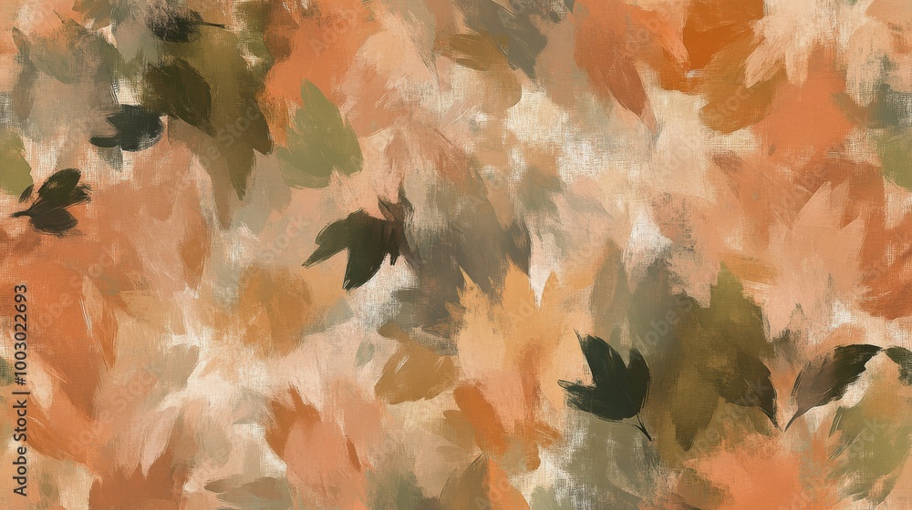 Poster abstract art with warm colors and textured brush strokes creating a soothing visual experience