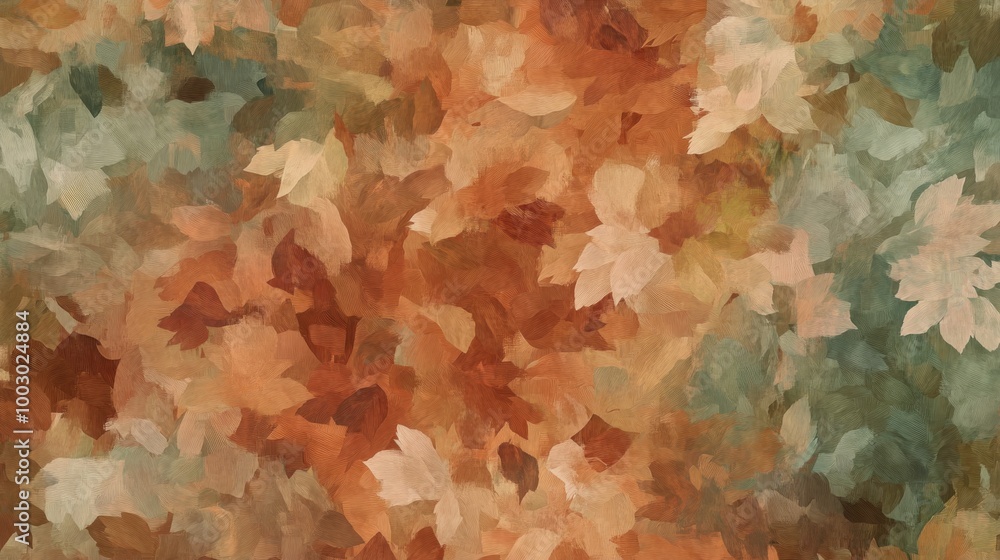 Poster abstract art with warm colors and textured brush strokes creating a soothing visual experience
