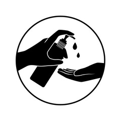 liquid dispenser pump drop hand icon vector eps