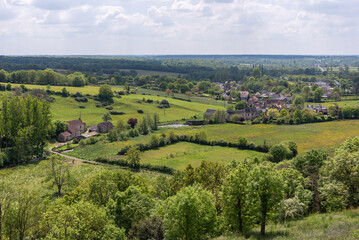 Obraz premium View of the countryside of the walled city of Ste-Suzanne (Sainte-Suzanne-et-Chammes, Mayenne, Pays-de-la-Loire, France)