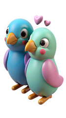 Obraz premium Cute blue and purple cartoon birds together with a soft appearance.