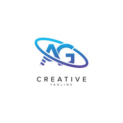 Modern Letter AG GA and Planet Logo Design. Initial Vector Elements.