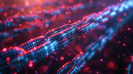 A chain of blue and red dots that are connected