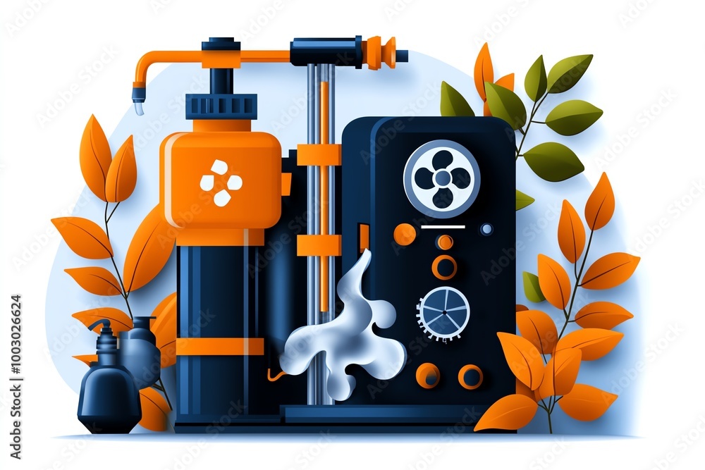 Fototapete Abstract representation of carbon capture, with clean lines showing the process of capturing CO2 in a simple, minimal illustration