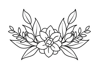 Fototapeta premium Floral Outline Drawing
