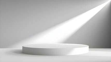 Minimalist White Podium with Light Beam  Product Display  Mockup  Presentation  Studio  Sh