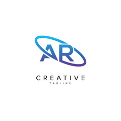 Modern Letter AR RA and Planet Logo Design. Initial Vector Elements.