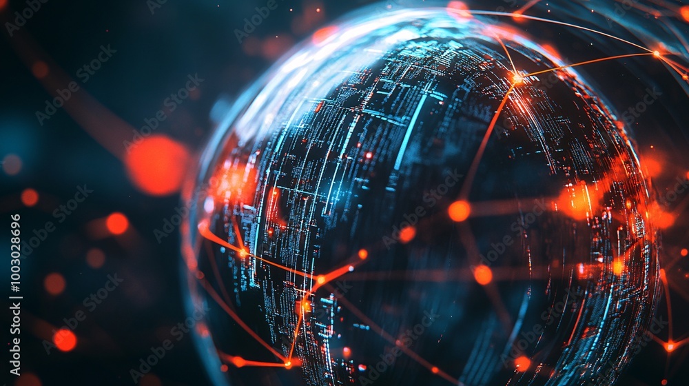 Aufkleber digital 3d sphere with interconnected elements
