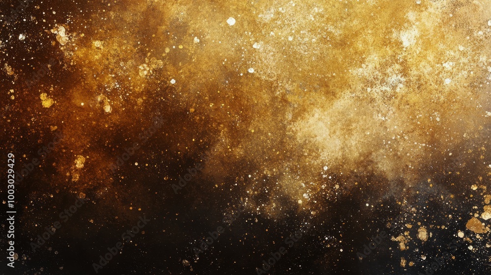 Poster golden abstract texture with shimmering particles illuminated by soft light at night