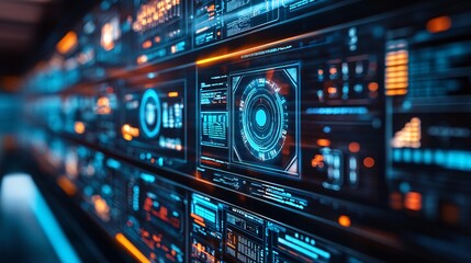 Fototapeta premium Futuristic Digital Interface with Data Streams Display