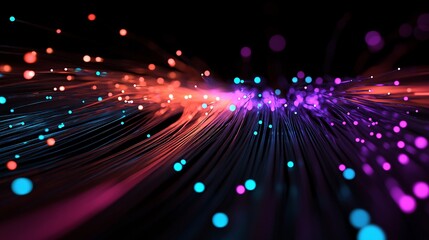 Obraz premium Colorful Fiber Optic Cables Glowing Brightly
