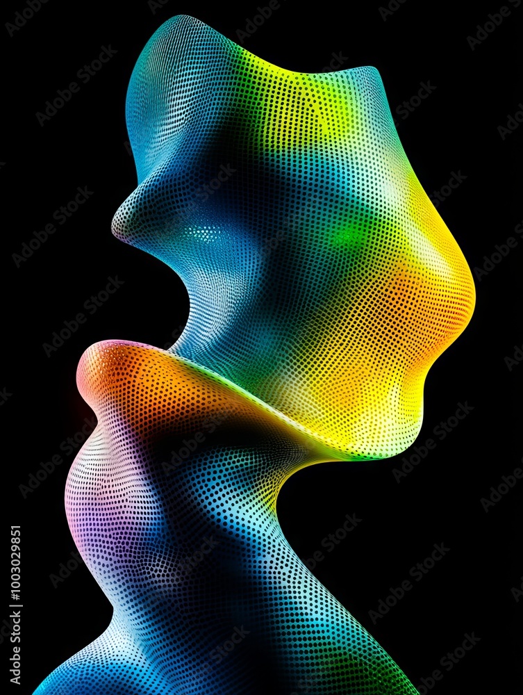 Wall mural A colorful abstract sculpture on a black background